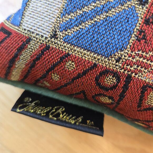 Laurel Burch Cats Tapestry Throw Pillow Christmas Tree Cats Animals 17" Green Bk - Picture 3 of 11